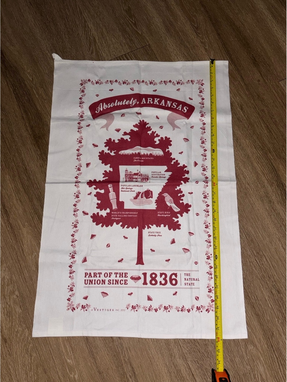 NWOT Vestiges Inc Arkansas State Souvenir Tea Towel Cotton Pique Dish Cloth d8